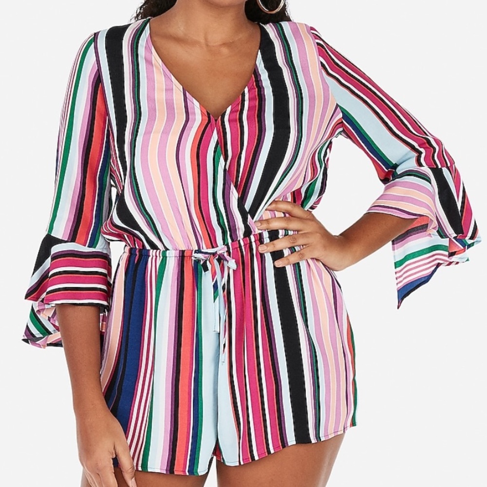 Multicolor Bell sleeve Romper